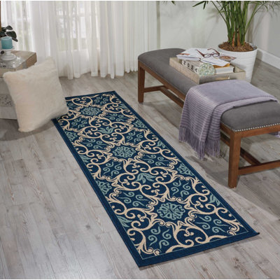 Machine-Woven Stain Resistant Floral Area Rug