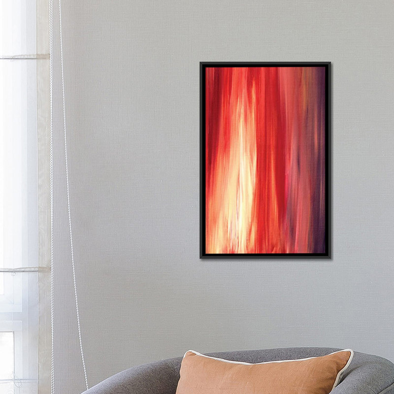 Irradiation, reproduction d'art sur toile tendue en rouge, Toile avec cadre noir, H 26 po x l 18 po x P 1,5 po, Pas de tapis