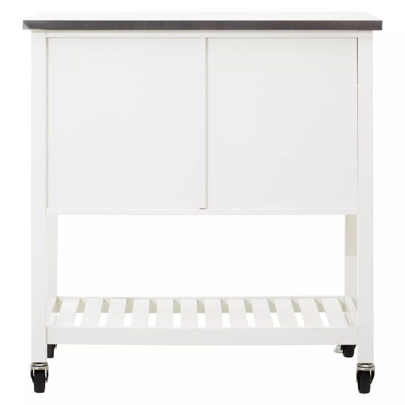 Reales 86cm W Kitchen Island with Stainless Steel Top, Cream