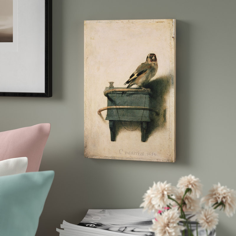 The Goldfinch, 1654 by Carel Fabritius - Painting on Canvas, 101.6 cm H x 66.04 cm W x 1.91 cm D, No Frame