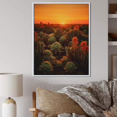 Succulent cactus du désert brûlant au coucher du soleil I
