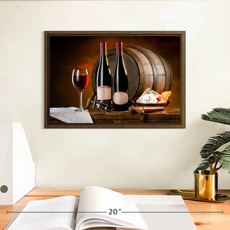 Vin rétro raffiné, 13 po x 9 po, Cadre flottant noyer
