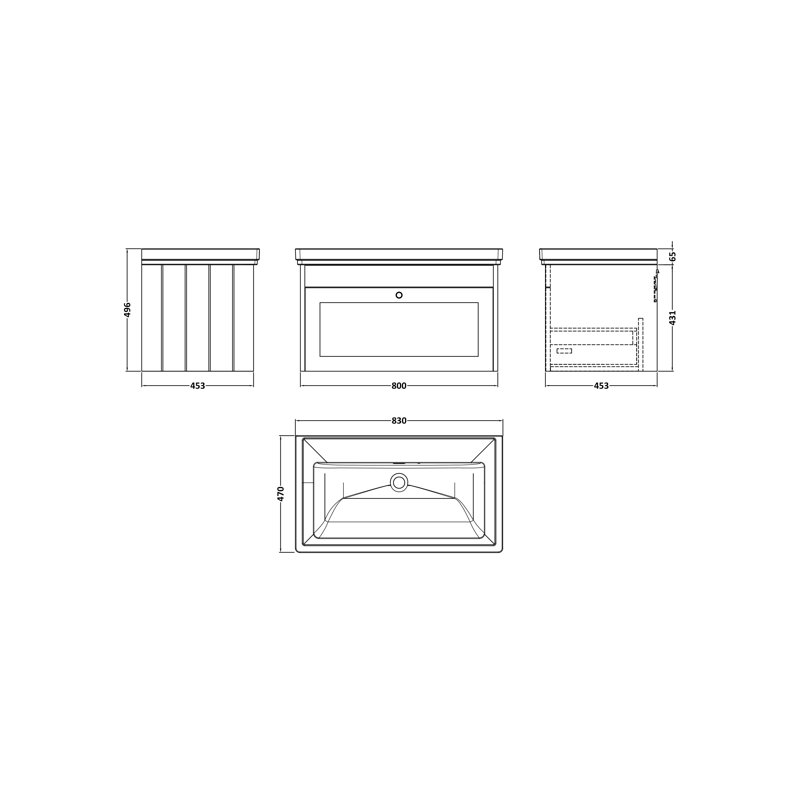 Ashwick 830 mm Bathroom Vanity, Satin White