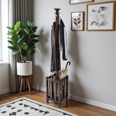 Portemanteau Asher avec porte-parapluie au fini cappuccino, H 71,35 po x l 12,5 po x P 12,5 po