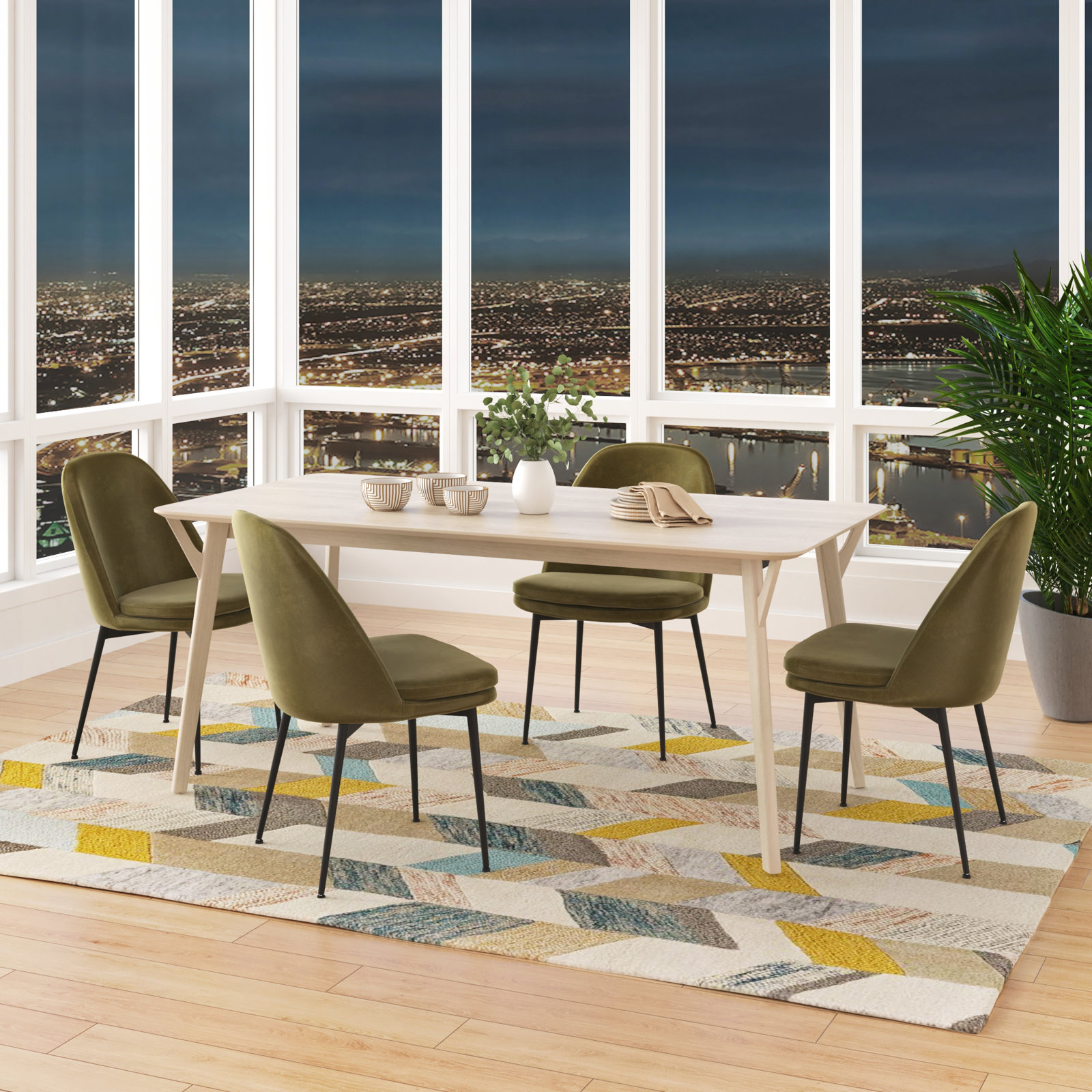 Evanston 71" Walnut Dining Table, White Wash
