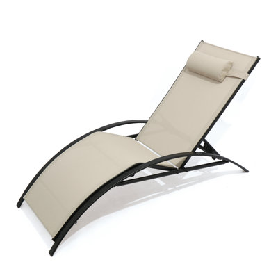 Chaise longue à bascule réglable à 3 positions avec filet respirant, structure en aluminium robuste pour 400 lb / lb - pour la piscine, le patio et la plage (kaki)