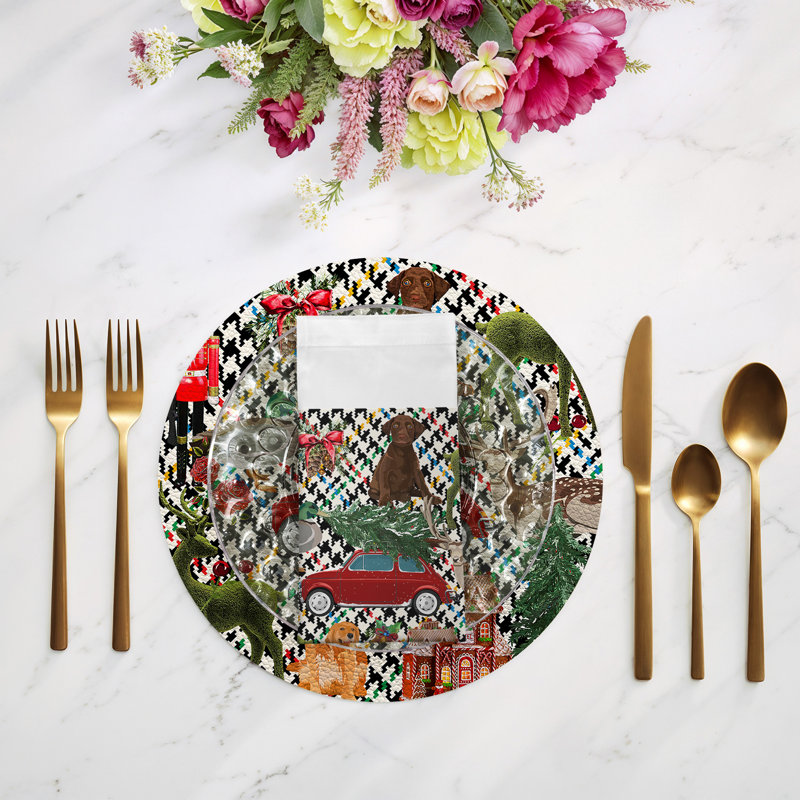  Christmas Cotton Sateen Dinner Napkins, Multi Plaid