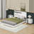 Gloss 3-Piece Bedroom Set Floating Bed Frame Queen Size Bed With LED Light & 2 Nightstands