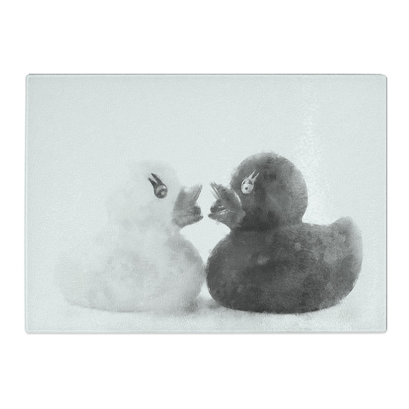 Rubber Ducks Opposites Attract Painting Chopping Board, 0.4cm H x 28.5cm W x 39cm L