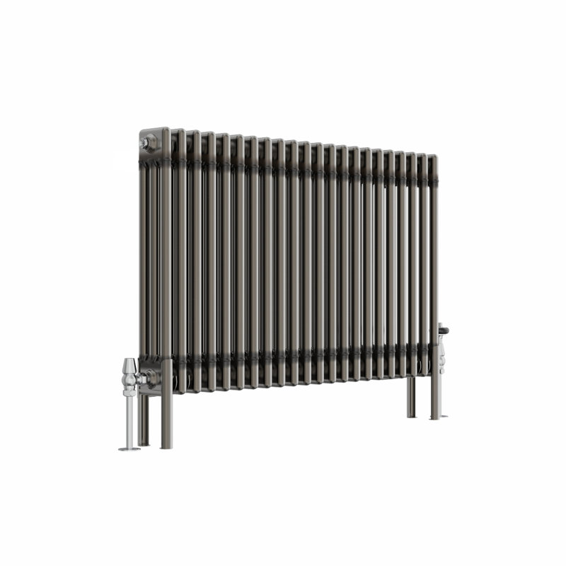 Dube Horizontal Traditional 3 Column Radiator Raw Metal, 60cm H x 101cm W x 10cm D