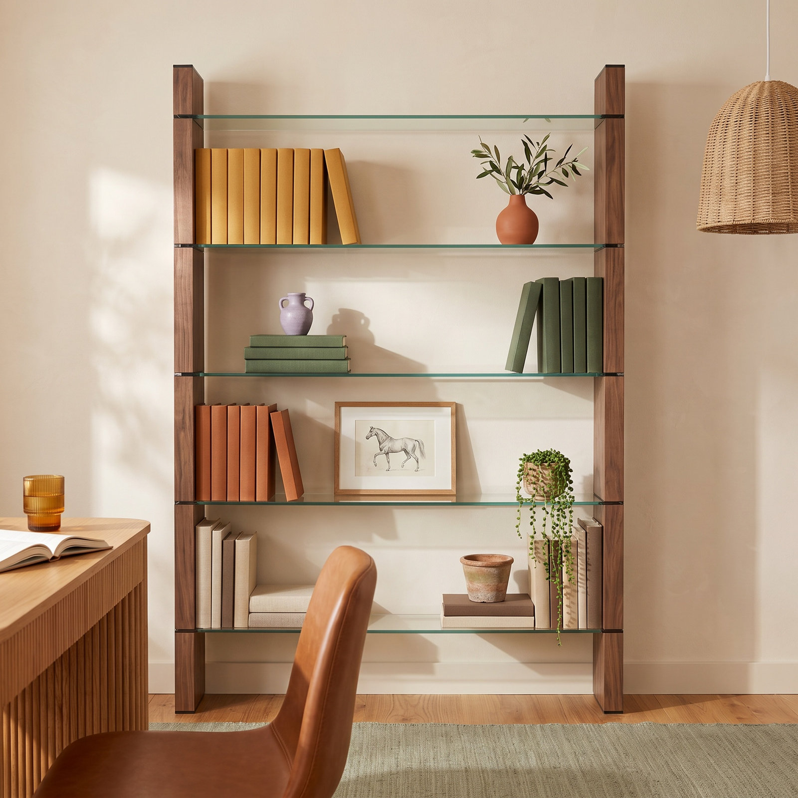 Alexis 55 " Walnut Bookcase