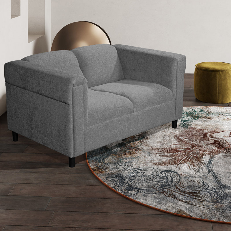 Causeuse à accoudoirs carrés 54 po Aides, Mélange de coton gris foncé