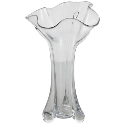 Lanard Glass Fluted Tulip Abstract Decorative Clear Vase