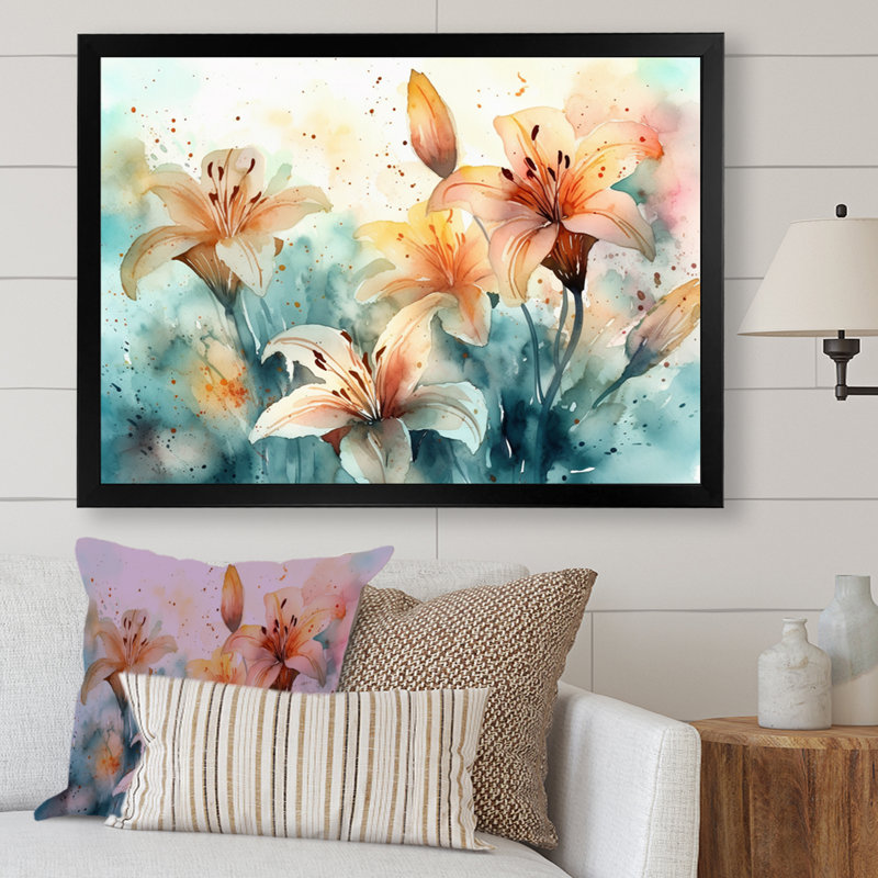 «Orange Lily Symphony II», reproduction sur toile, Cadre photo noir, H 12 po x l 20 po x P 1 po