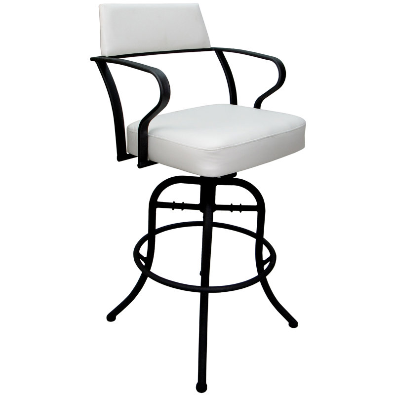 Tabouret de comptoir pivotant 26 po Chiyomi, Vinyle - siège blanc / structure noire