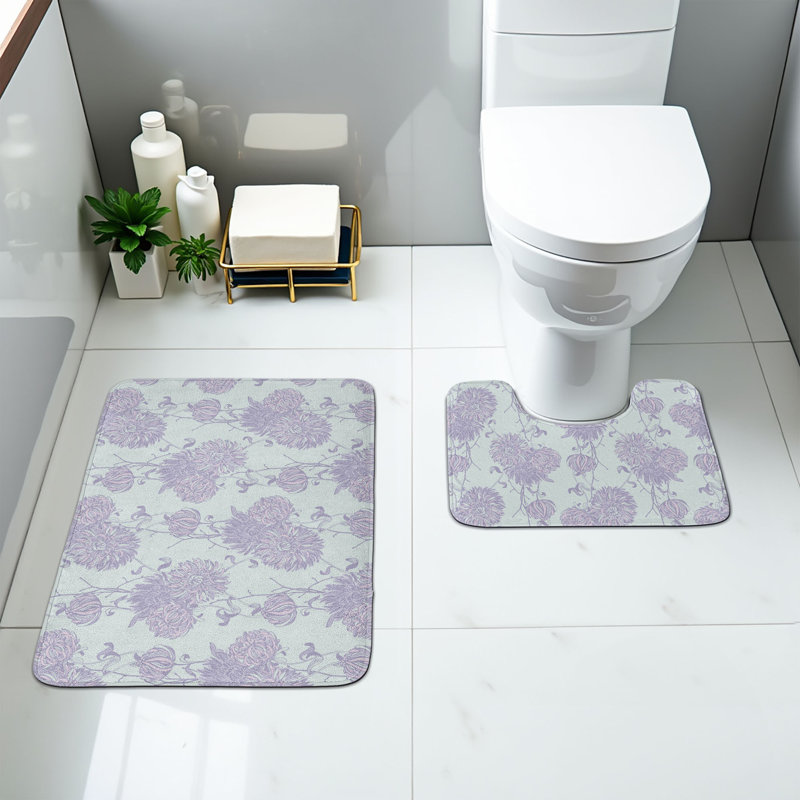 Ensemble de 2 tapis floraux pour salle de bain