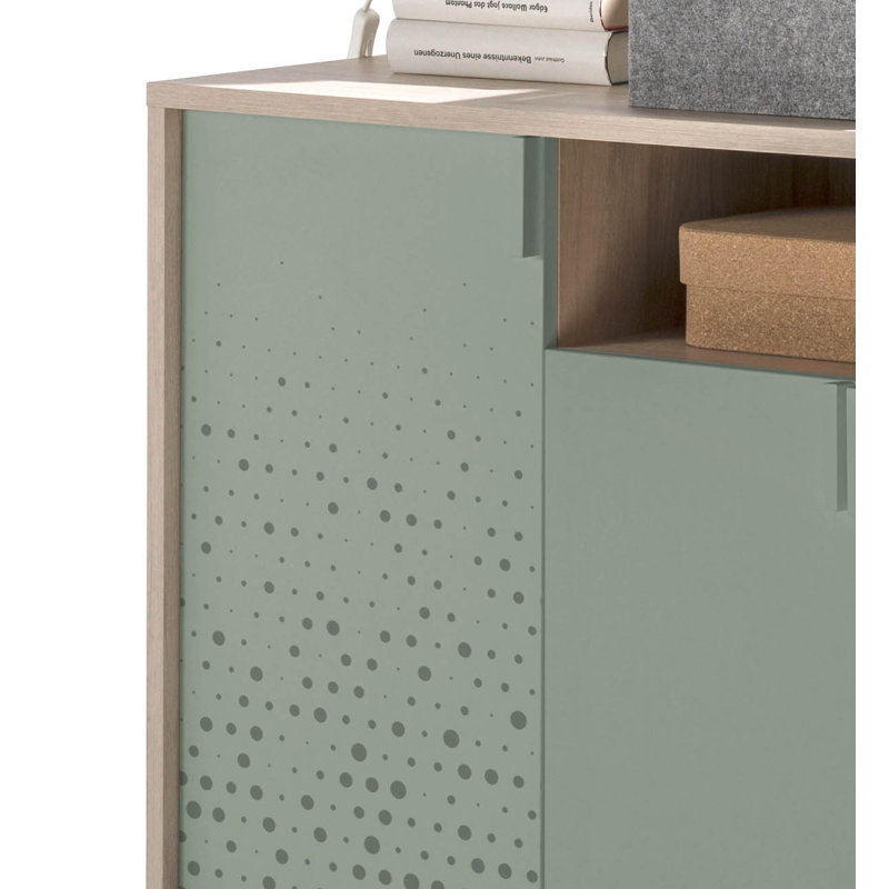 16 Pair Shoe Storage Cabinet, Ligh Oak Green
