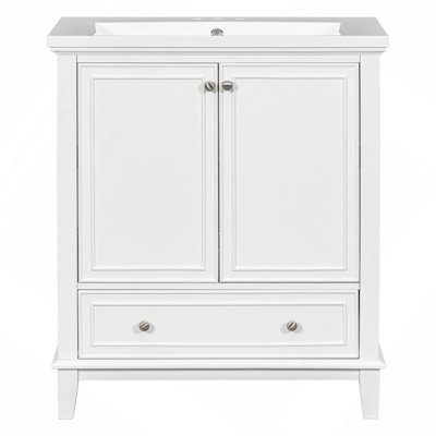 30" Bathroom Vanity With Sink Combo, Multi-Functional Bathroom Cabinet With Doors And Drawer, Solid Frame And MDF Board