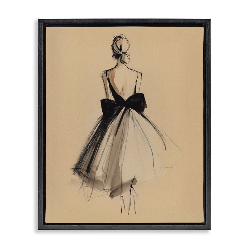 Dossier avec cadre flottant de robe d'arc, design par Svetlana Aleynikova, H 21 po x l 17 po, Cadre flottant noir de jais
