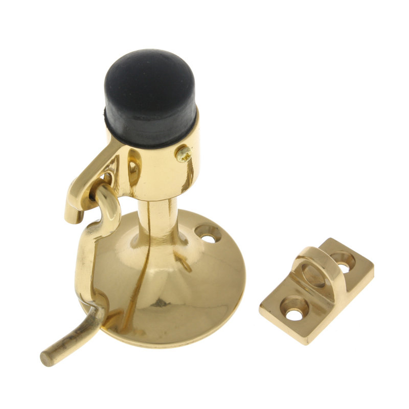 Solid Brass Cup Baseboard Stop, Polished Brass