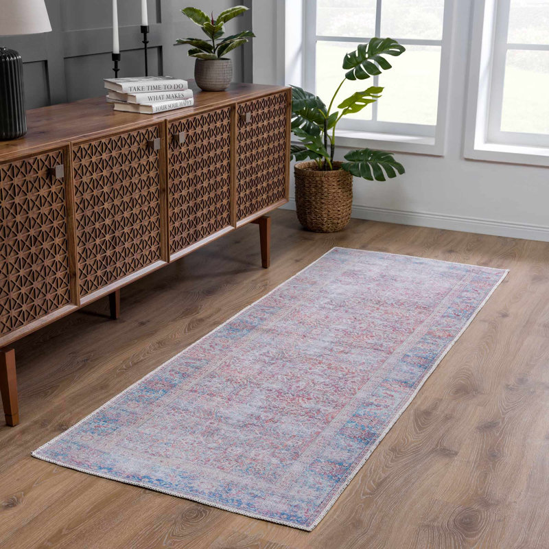 Tapis bleu / rouge / beige Dare Bohemian, Tapis de couloir 2 pi 7 po x 7 pi 3 po
