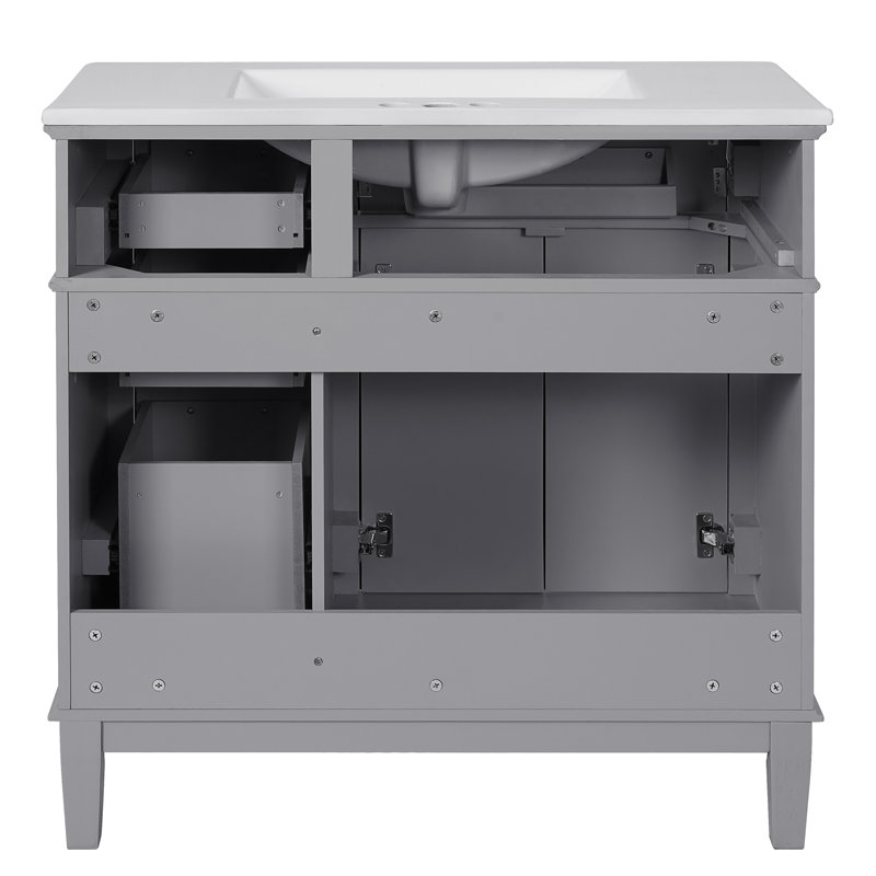 Meuble-lavabo 36 po avec comptoir en céramique, Grey