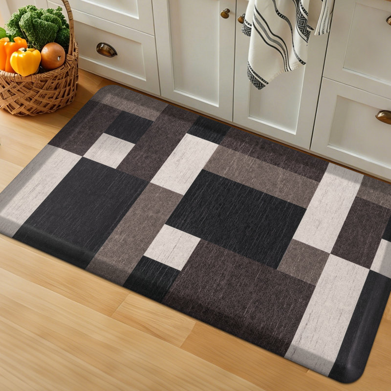 Tapis de cuisine antidérapant, Runner 20"Wx39"Lx0.79"H, White/Black/Dark Brown