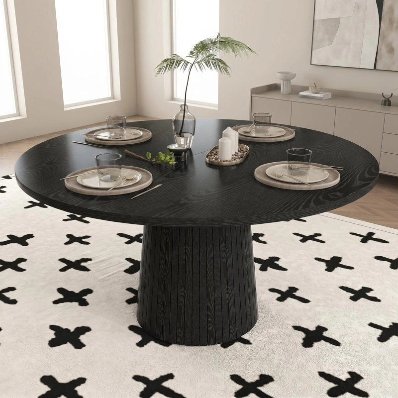  Table de salle à manger 47 po Modern Farmhouse, Black