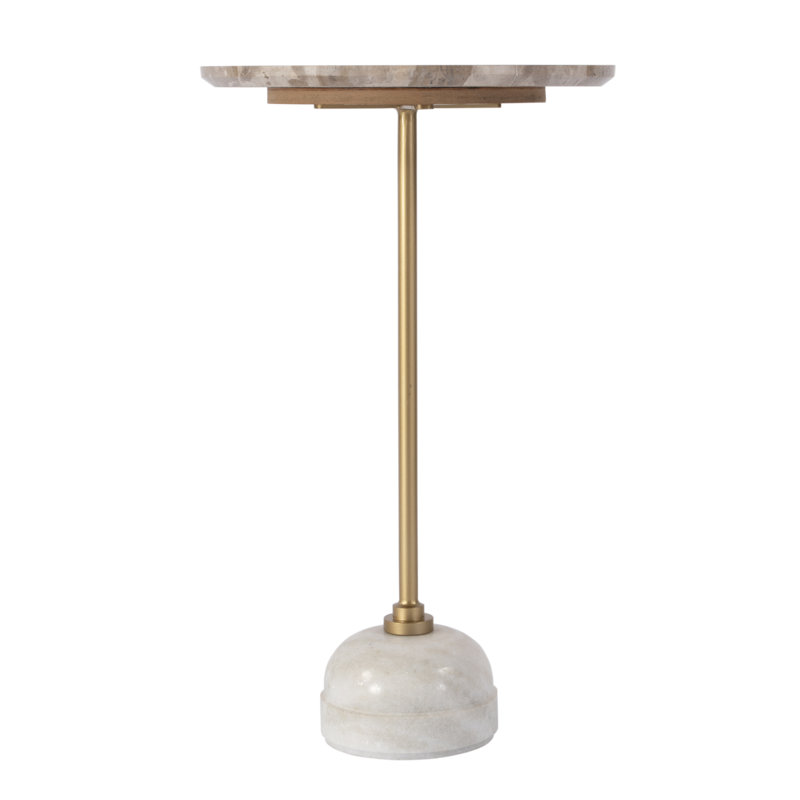 Feune 16 in. W Round Marble and Iron Side Table
