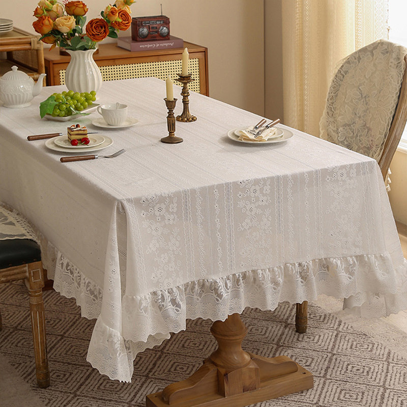 Nappe lourde à volants en dentelle rétro, 102" L