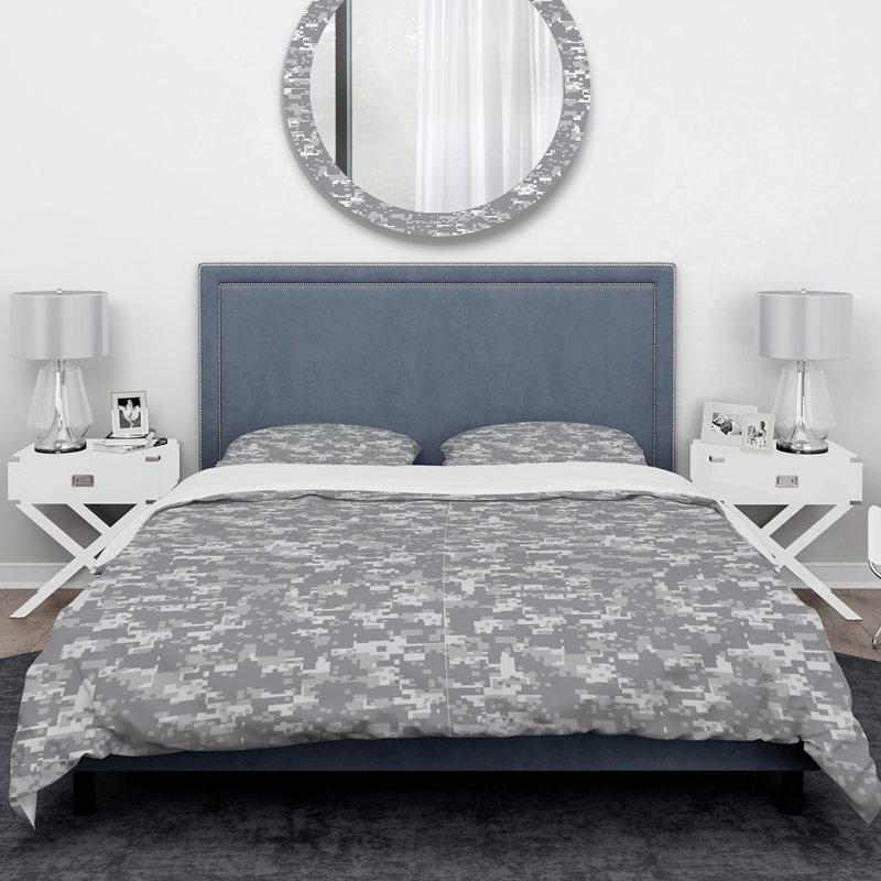 Ensemble de housse de couette designart pixeling, Housse de couette très grand + 2 taies décoratives