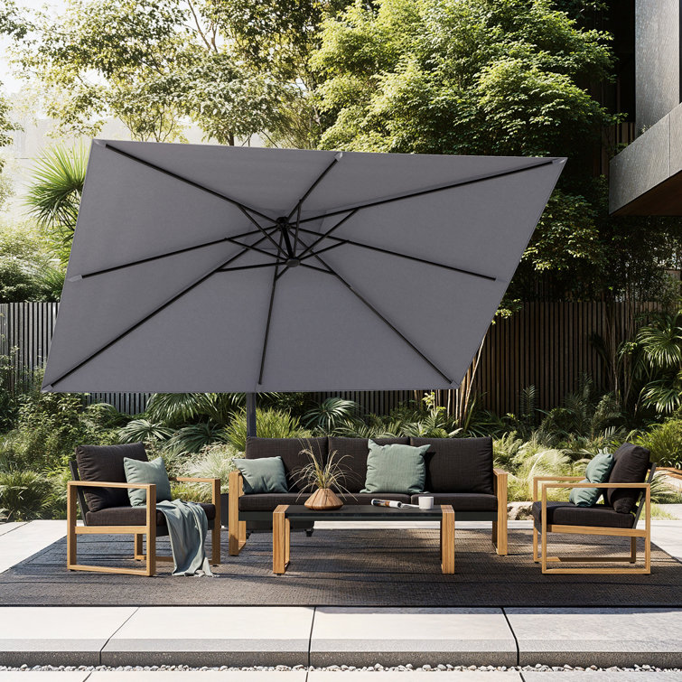 9 x 12 Ft Large Rectangular Cantilever Patio Umbrella with Tilt & Base