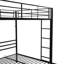 Triple lit superposé avec 1 lit double et 2 lits simples, structure en métal, solution de rangement sur rail verticale, noir avec rangement supplémentaire, pour les invités de Noël