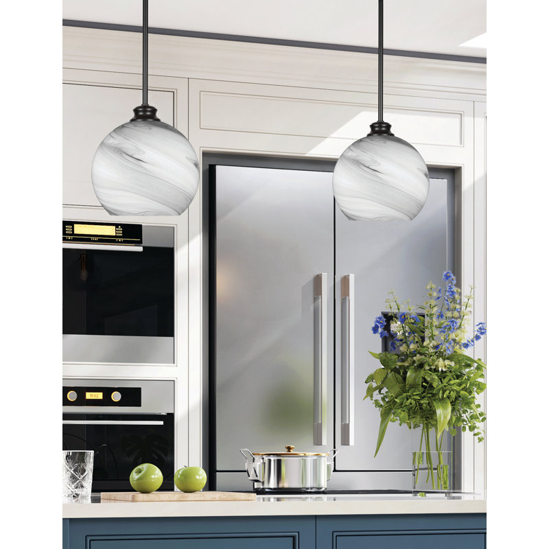 Kimbro 1-Light Stem Hung Pendant, 10" H x 9.5" W x 9.5" D, Matte Black