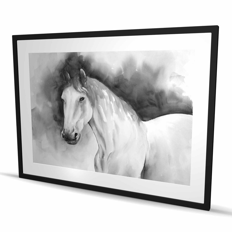Cheval domino - reproduction encadrée en noir et blanc