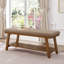 Banc rembourré en lin avec tablette de rangement - capacité de 350 lb, banc de bout de lit moderne avec siège rembourré-125562590