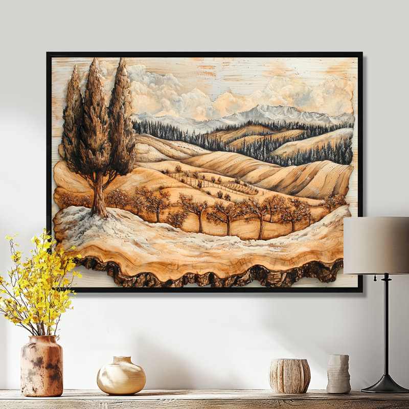 Dalke - vignoble, art mural, H 30 po x l 40 po, Impression encadrée flottante, Noir