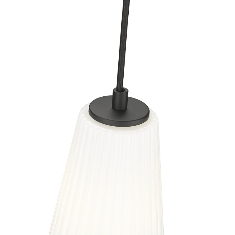 Luminaire suspendu moderne 1 lumière Tomy, H 123,75 po x l 7,25 po x P 7,25 po, Noir mat
