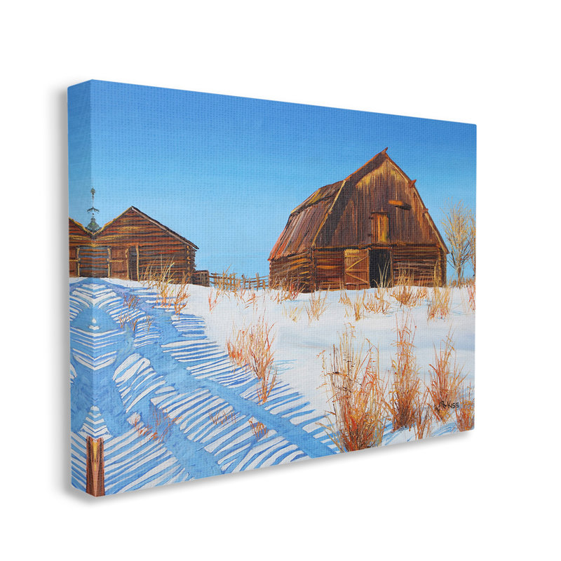 «Winter Country Barn Wall Art Design» par Andrew Kiss, H 36 po x l 48 po