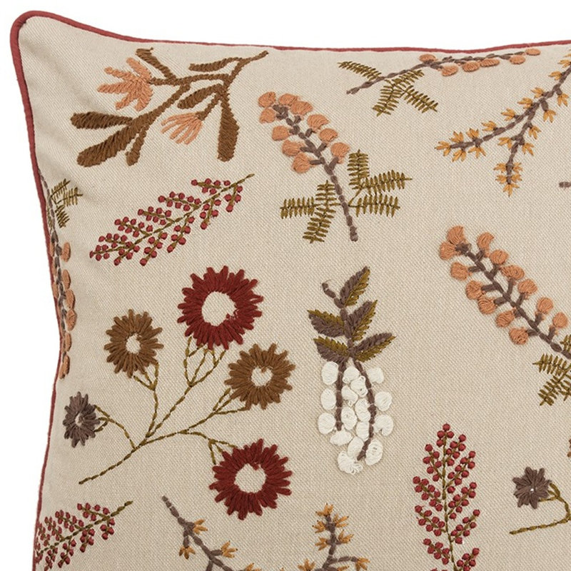  Housse de coussin carré en coton et insert, Naturel / brun