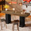 Console de 70,87 po de hauteur de bar moderne, table de pub en placage de bois avec base à piédestal noir, table de canapé haute pour bar et salon