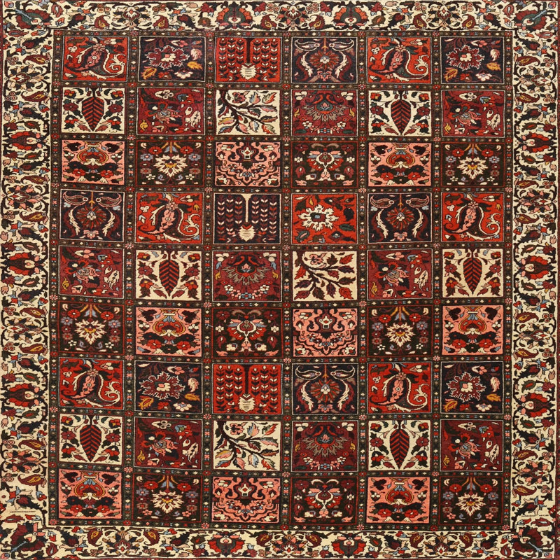Tapis floral orange / brun / beige, Rond 4 pi