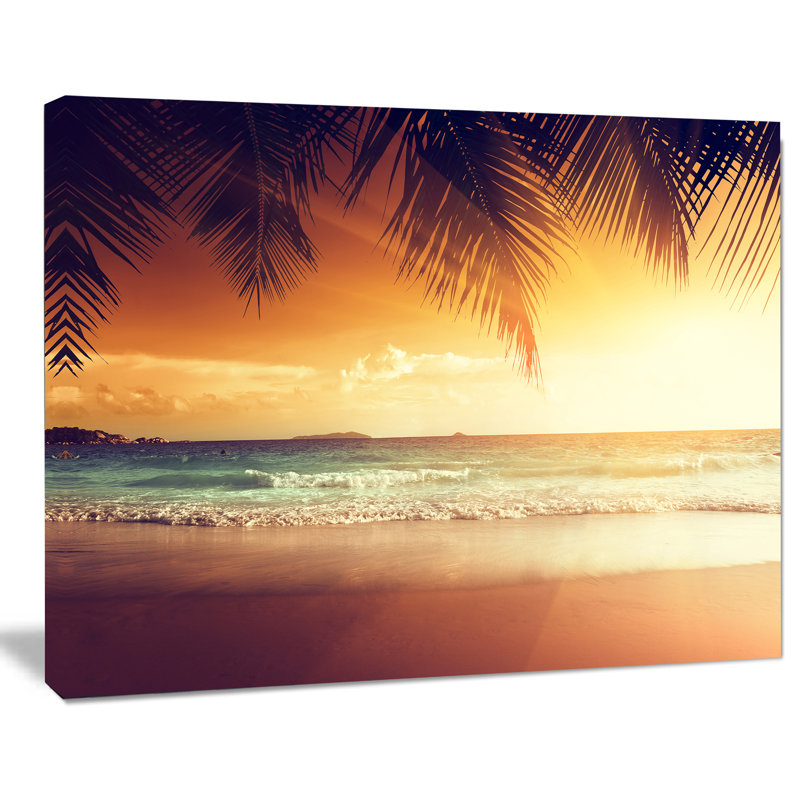«Palm Leaves on Caribbean Seashore», impression, Toile tendue, H 30 po x l 40 po x P 1,5 po