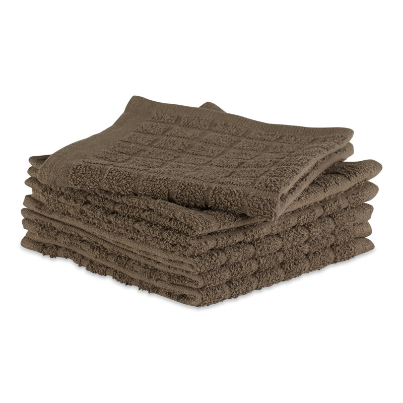 Cotton Checkered Waffle Tea Towel Kitchen Towel, Brown