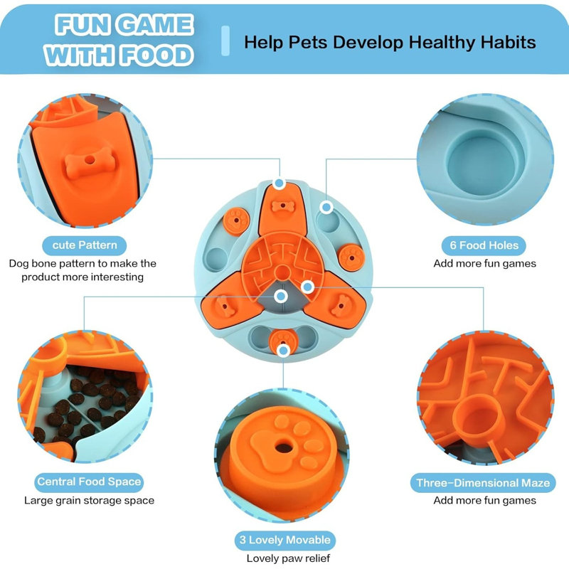 Pet Slow Feeders Toys Interactive Improve Petiq, Blue