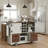K&K 54" Farmhouse Kitchen Island with Drop Leaf, Power Outlet, Kitchen Storage Cart with 2 Doors, 2 Drawers, Rolling Kitchen Island on 4 Large Wheels with Spice Rack for Kitchen, Dining Room, White-510135324