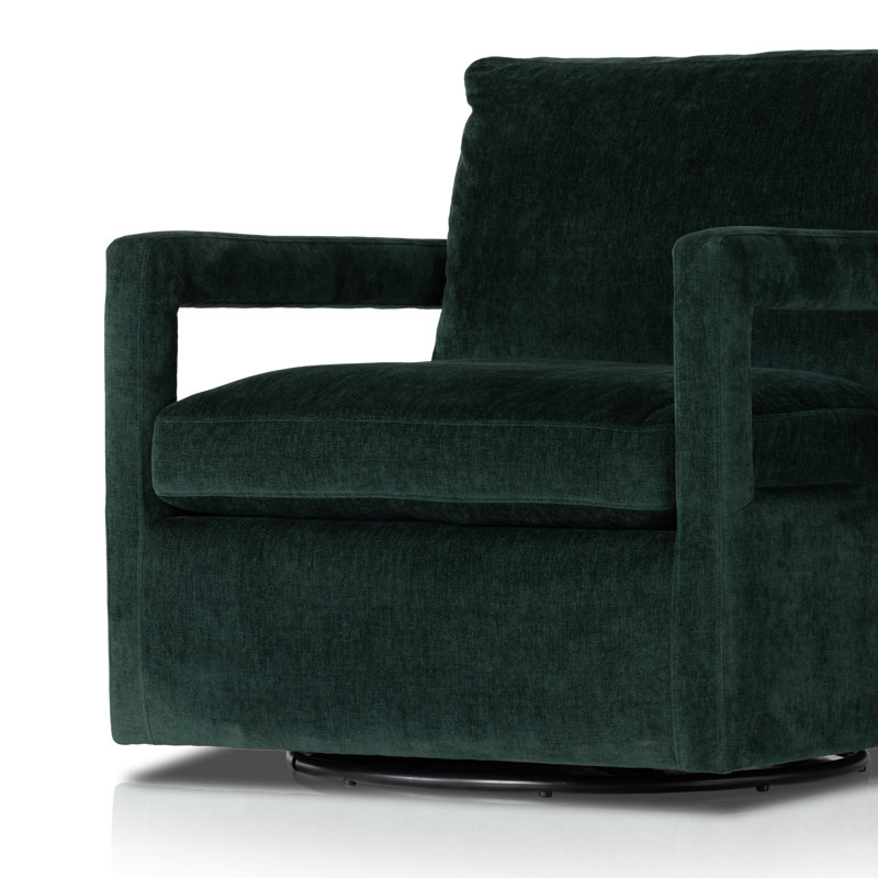 Olson Swivel Armchair, Emerald Worn Velvet