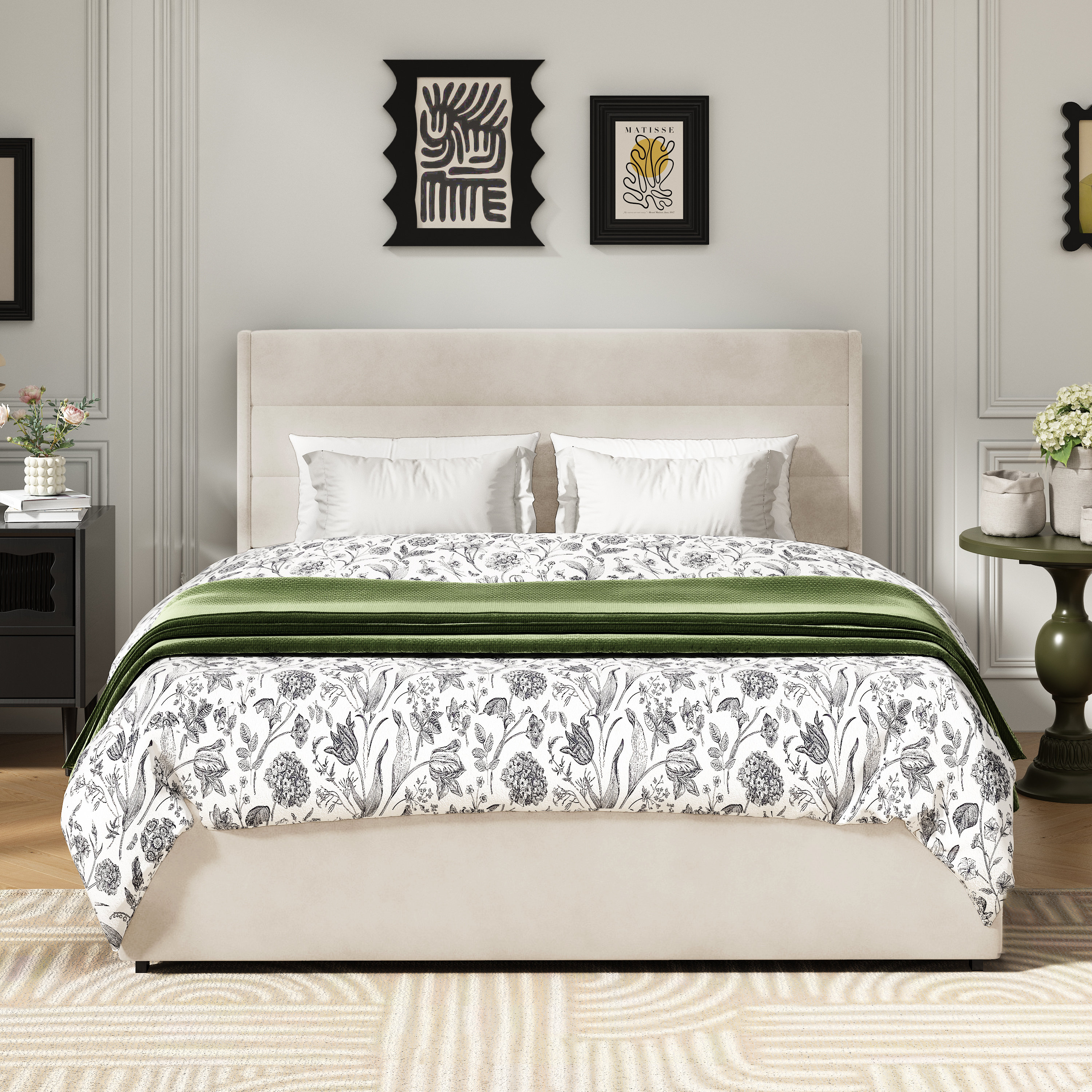 Latitude Run® Brezzy 4 Drawers Storage Upholstered Bed with Wingback & Reviews | Wayfair