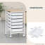  Chariot de rangement roulant à 6 tiroirs avec plateau en bois robuste, organisateur compact pour le bureau, la salle d'artisanat ou le salon, blanc et naturel-1151447844