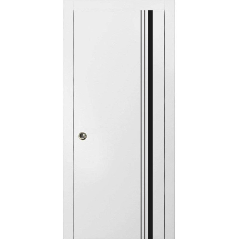 Portes françaises en bois massif massif, Satin blanc, 18 po x 96 po